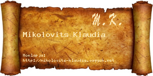 Mikolovits Klaudia névjegykártya